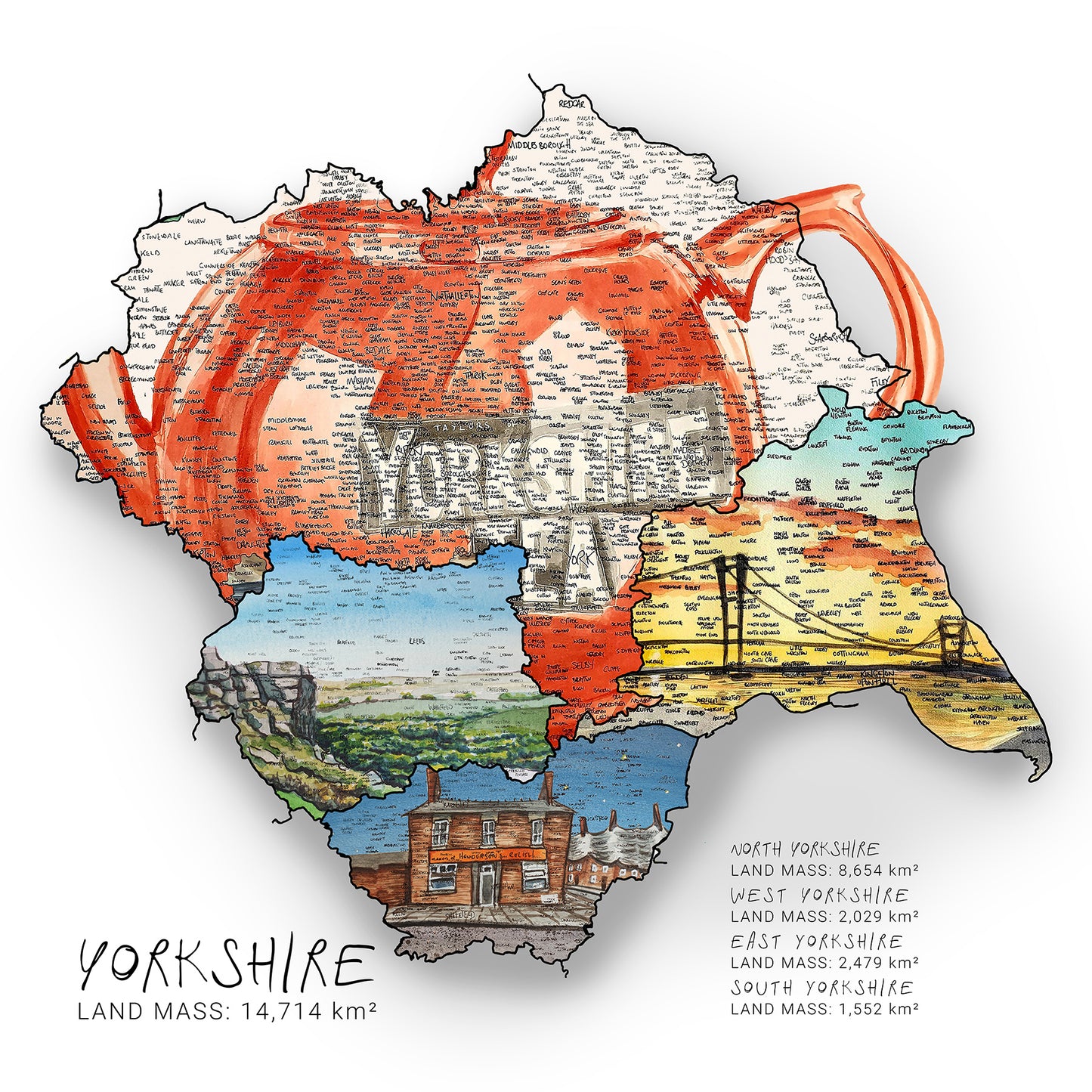 Yorkshire Region Map Card