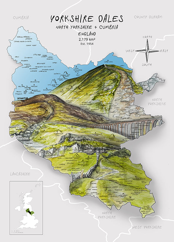 Yorkshire Dales Map Print