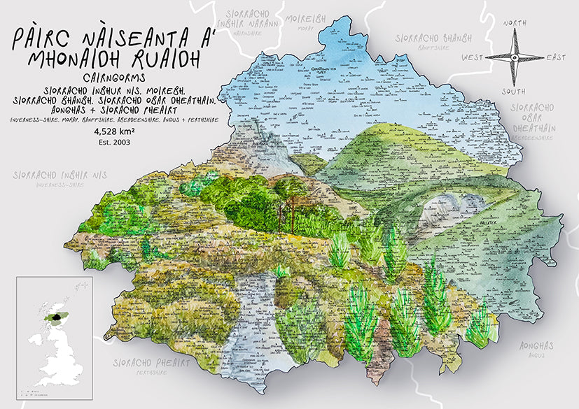 Cairngorms Map Print