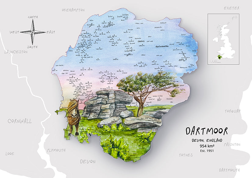 Dartmoor Map Print