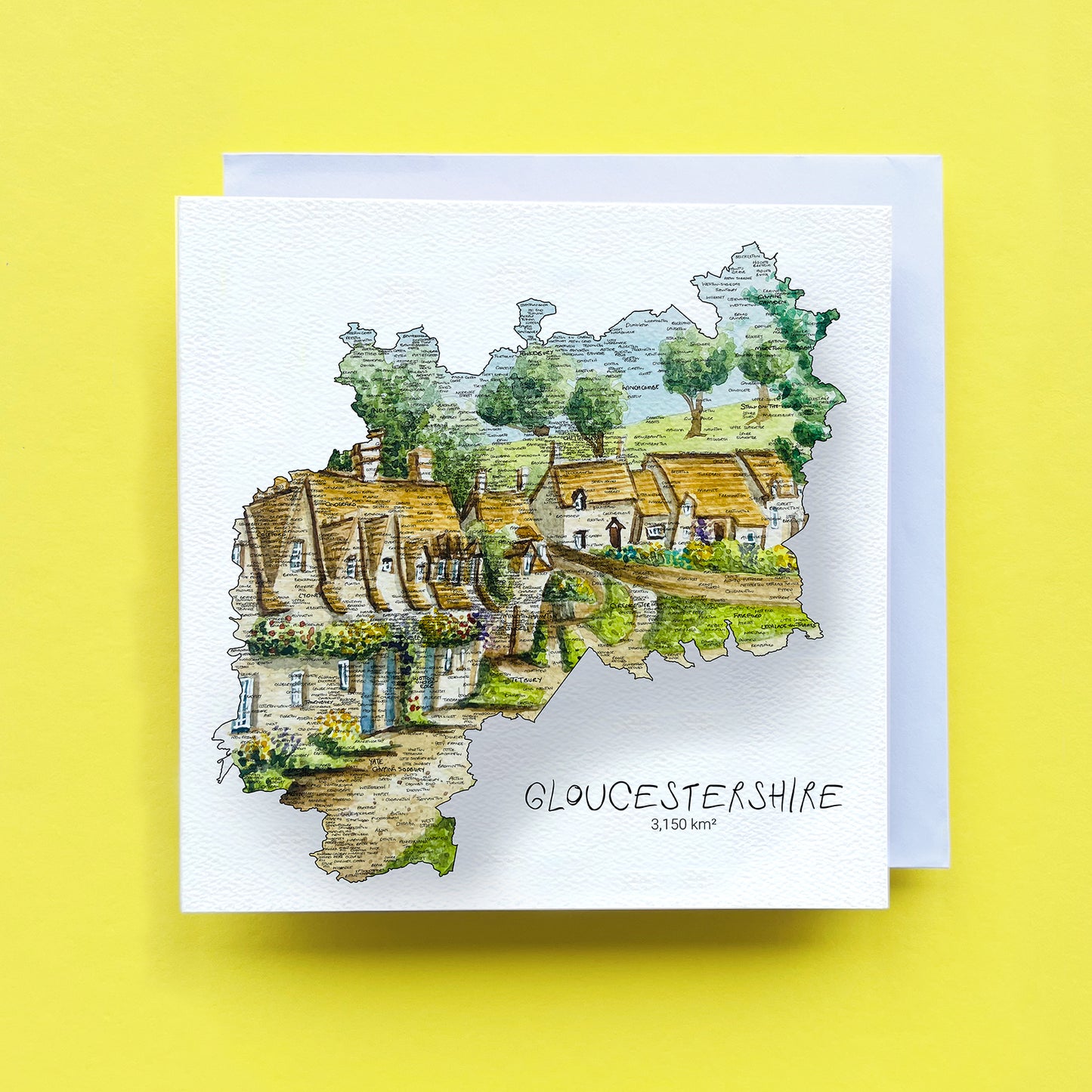 Gloucestershire Bibury Map Card