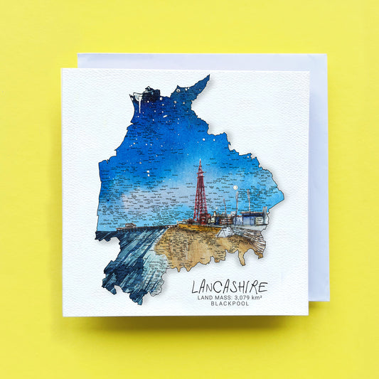 Lancashire Blackpool Tower Map Card