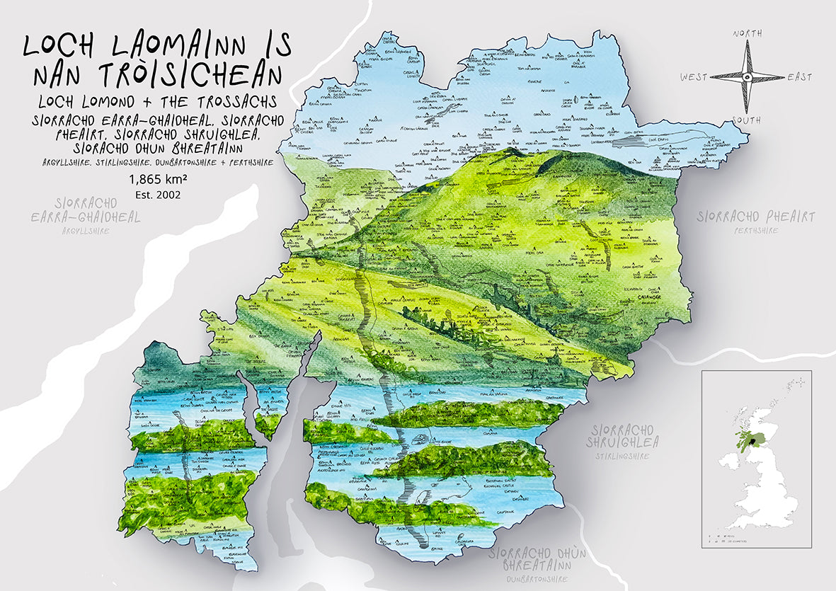 Loch Lomond and the Trossachs Map Print