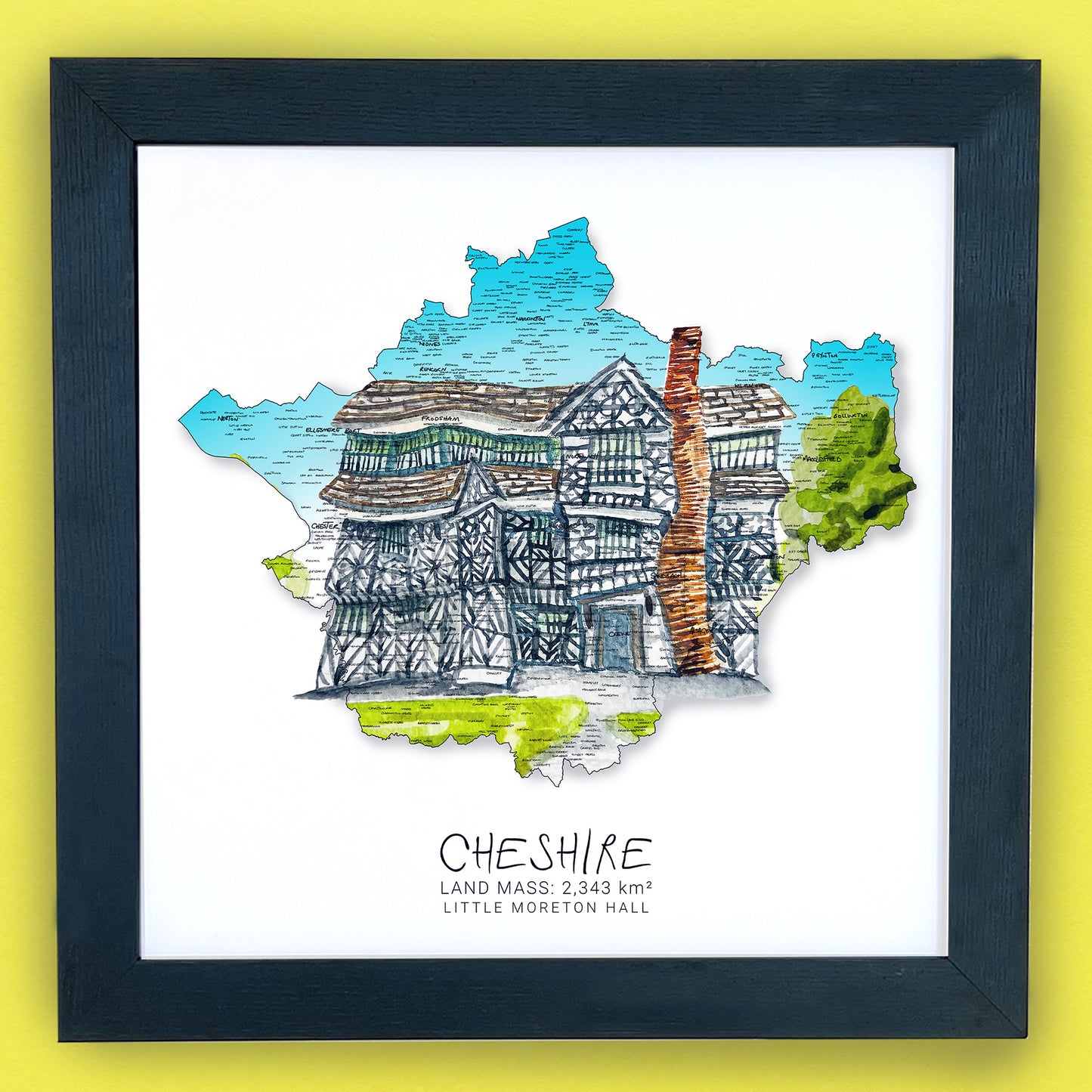 Cheshire Little Moreton Hall Map Print