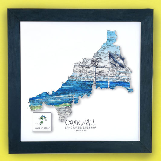 Cornwall Lands End Map Print