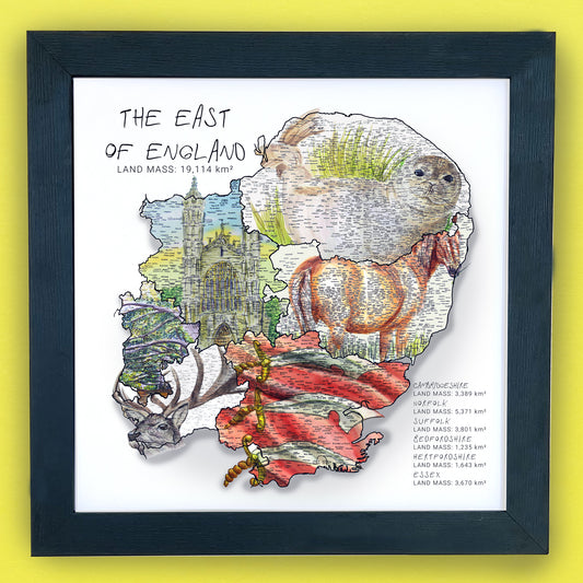 East of England Region Map Print