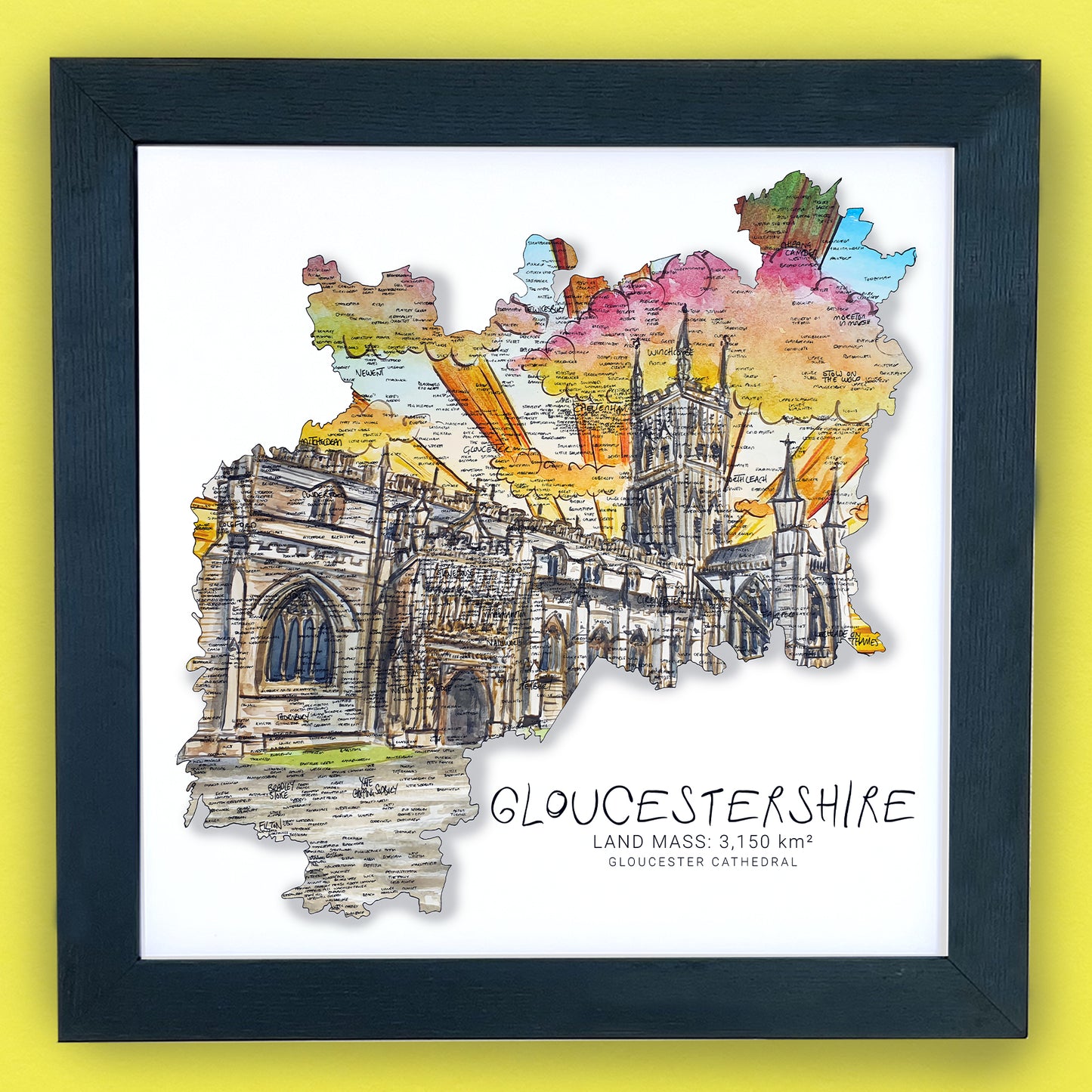 Gloucestershire Cathedral Map Print