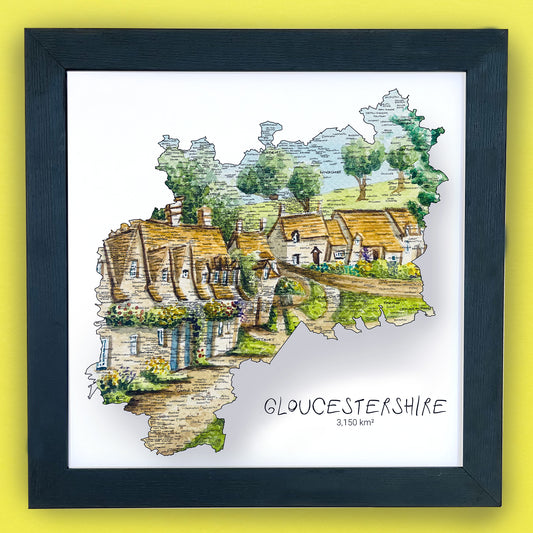 Gloucestershire Bibury Map Print