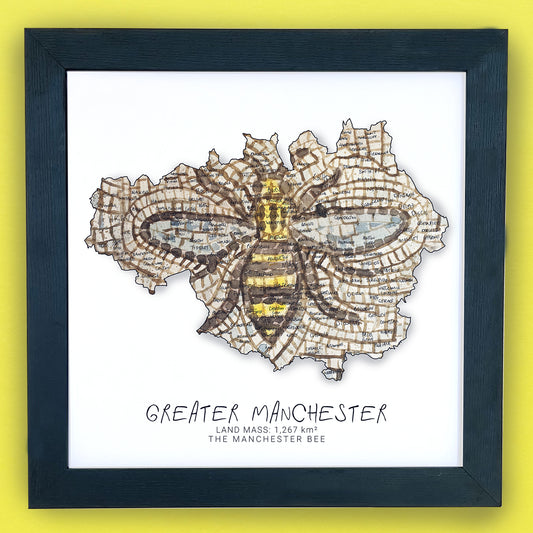 Greater Manchester Bee Map Print