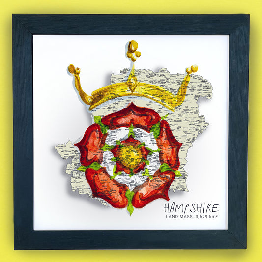 Hampshire Tudor Rose Map Print