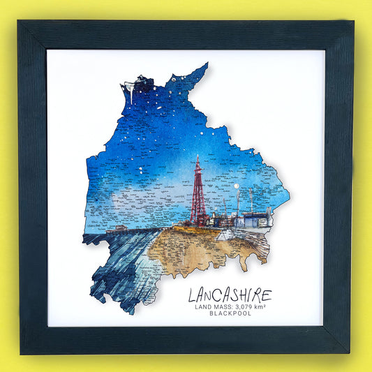 Lancashire Blackpool Tower Map Print