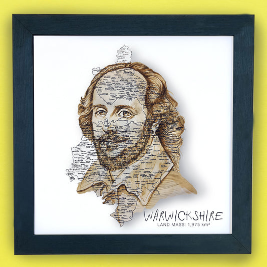 Warwickshire William Shakespeare Map Print