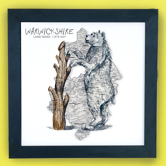 Warwickshire Bear and Staff Map Print