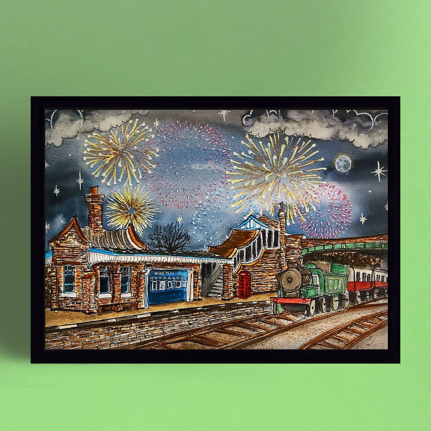 Quorn Fireworks at the Railway Print