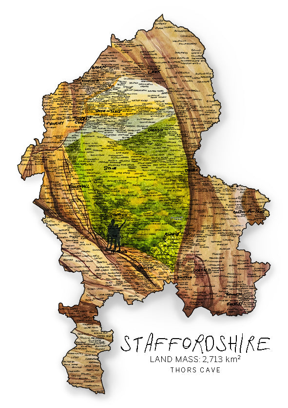 Staffordshire Thors Cave Map Print