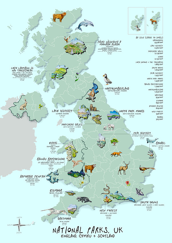 National Parks in the UK Map Print