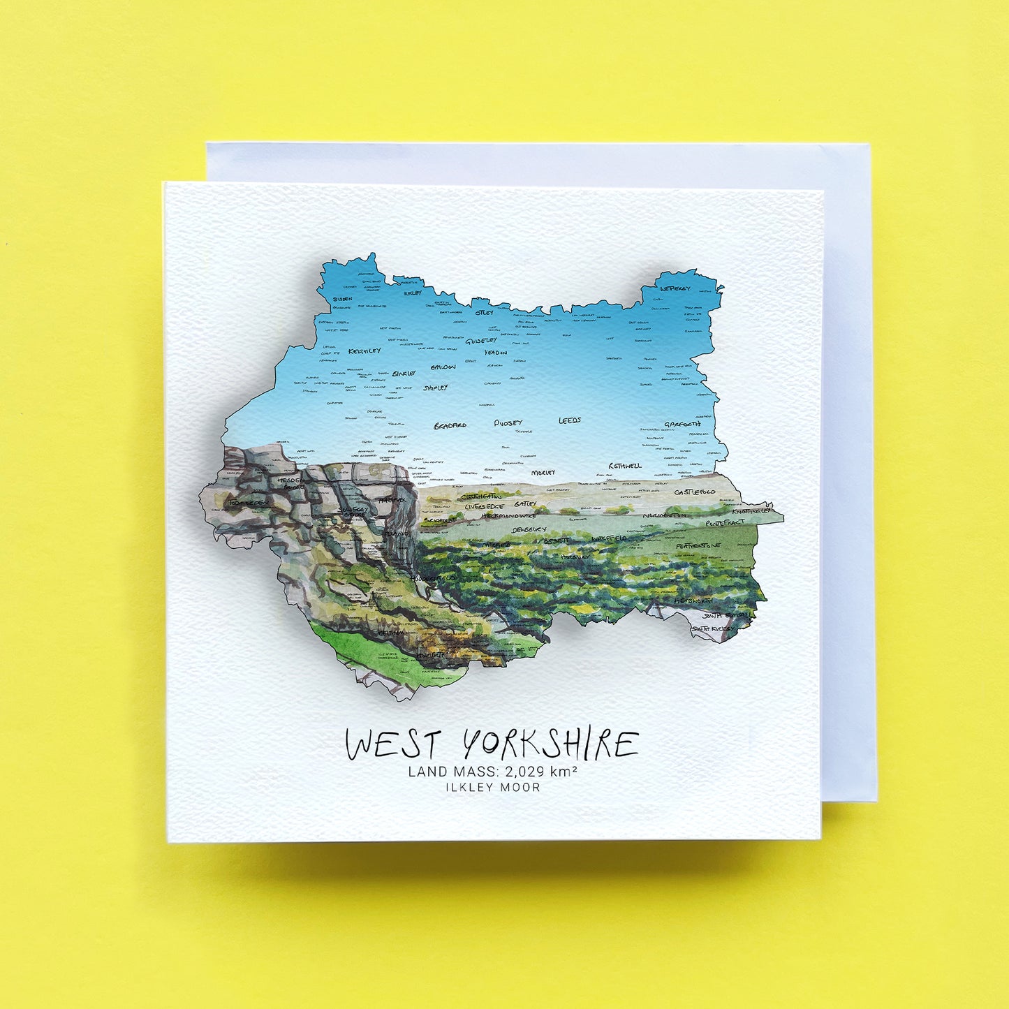 West Yorkshire Ilkley Moor Map Card