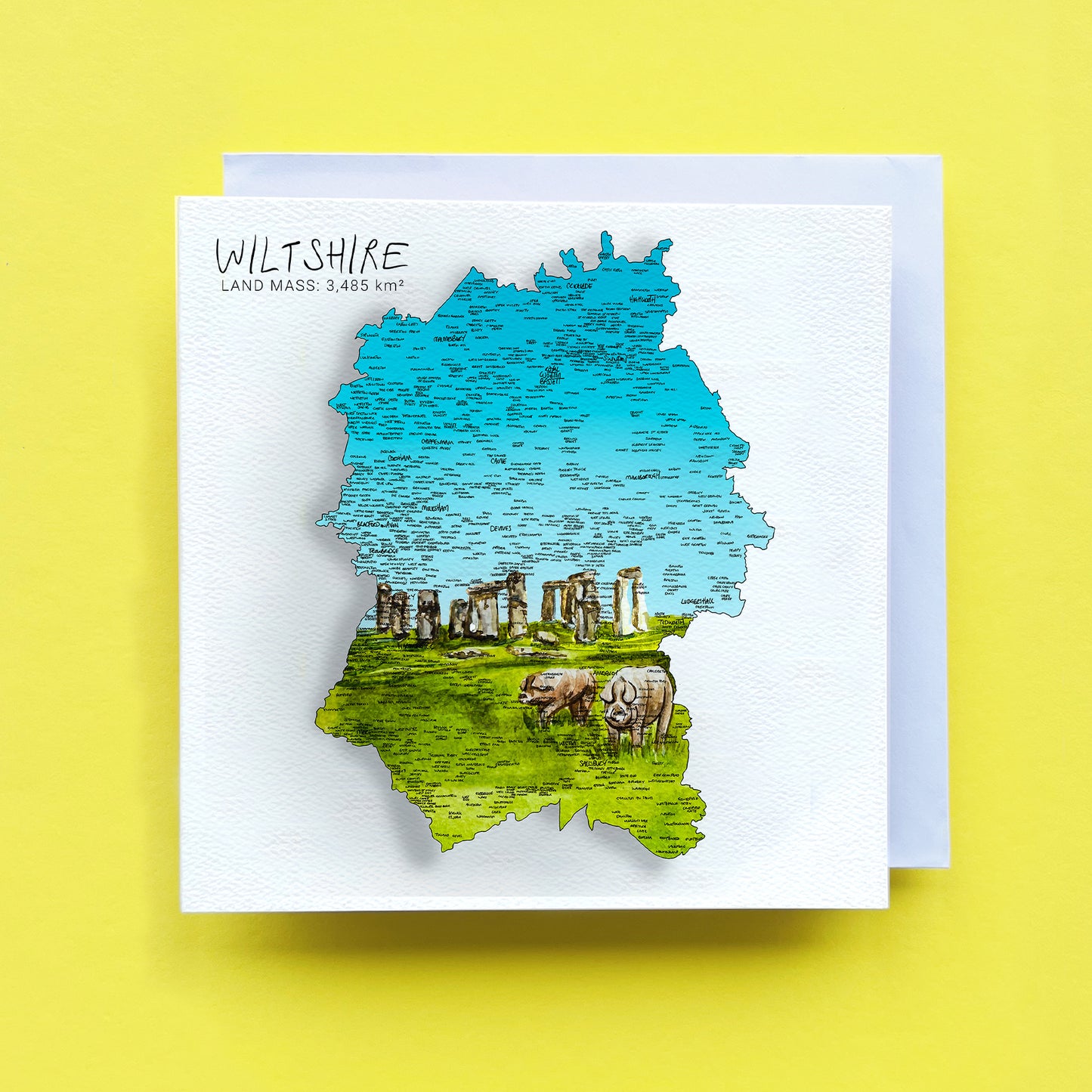 Wiltshire Stone Henge Map Card