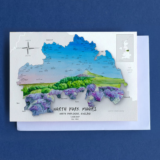 North Yorkshire Moors Map Card