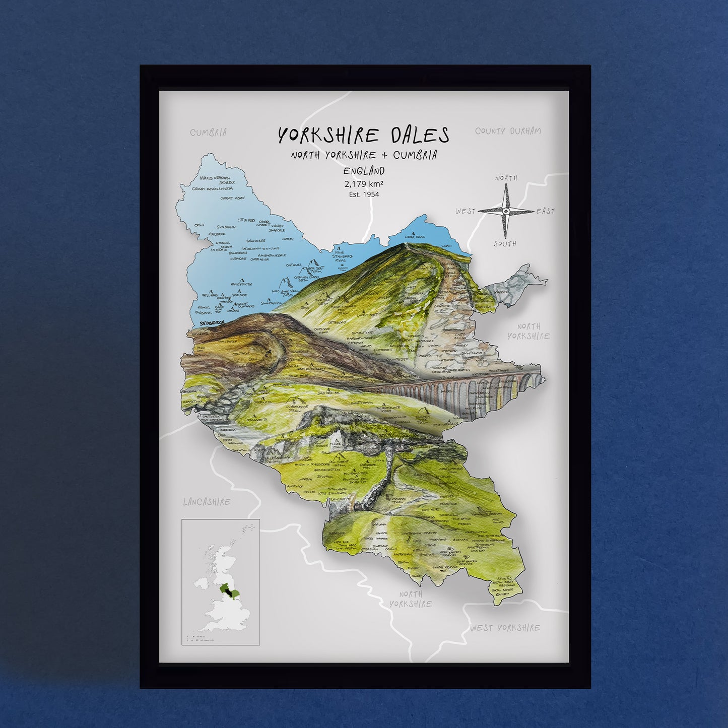 Yorkshire Dales Map Print